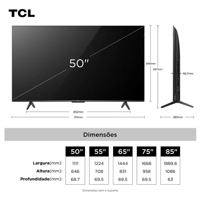 TCL 50 Polegadas QLED 4K + Dolby Atmos Dolby Vision 50P7K