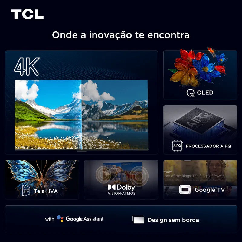 TCL 50 Polegadas QLED 4K + Dolby Atmos Dolby Vision 50P7K